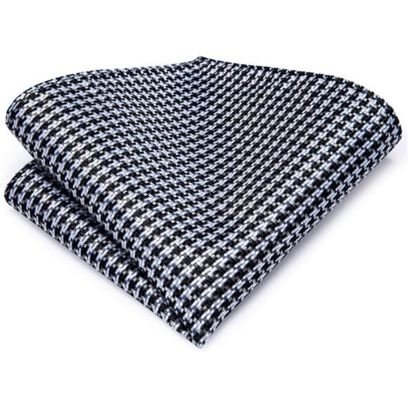 Mens Plaid Ties Classic Paisley Necktie with Handkerchief Cufflinks Set Stripe - Picture 6 of 7